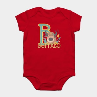 B for Buffalo - Animal Alphabet Letter B - Proud Boho Buffalo Baby Bodysuit